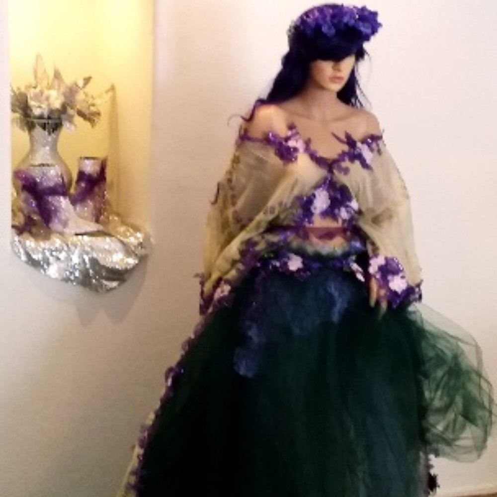 "JADE" Green Floral Kimono Boho Wedding Ballgown Set